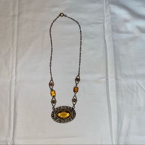 Victorian style necklace with amber crystals